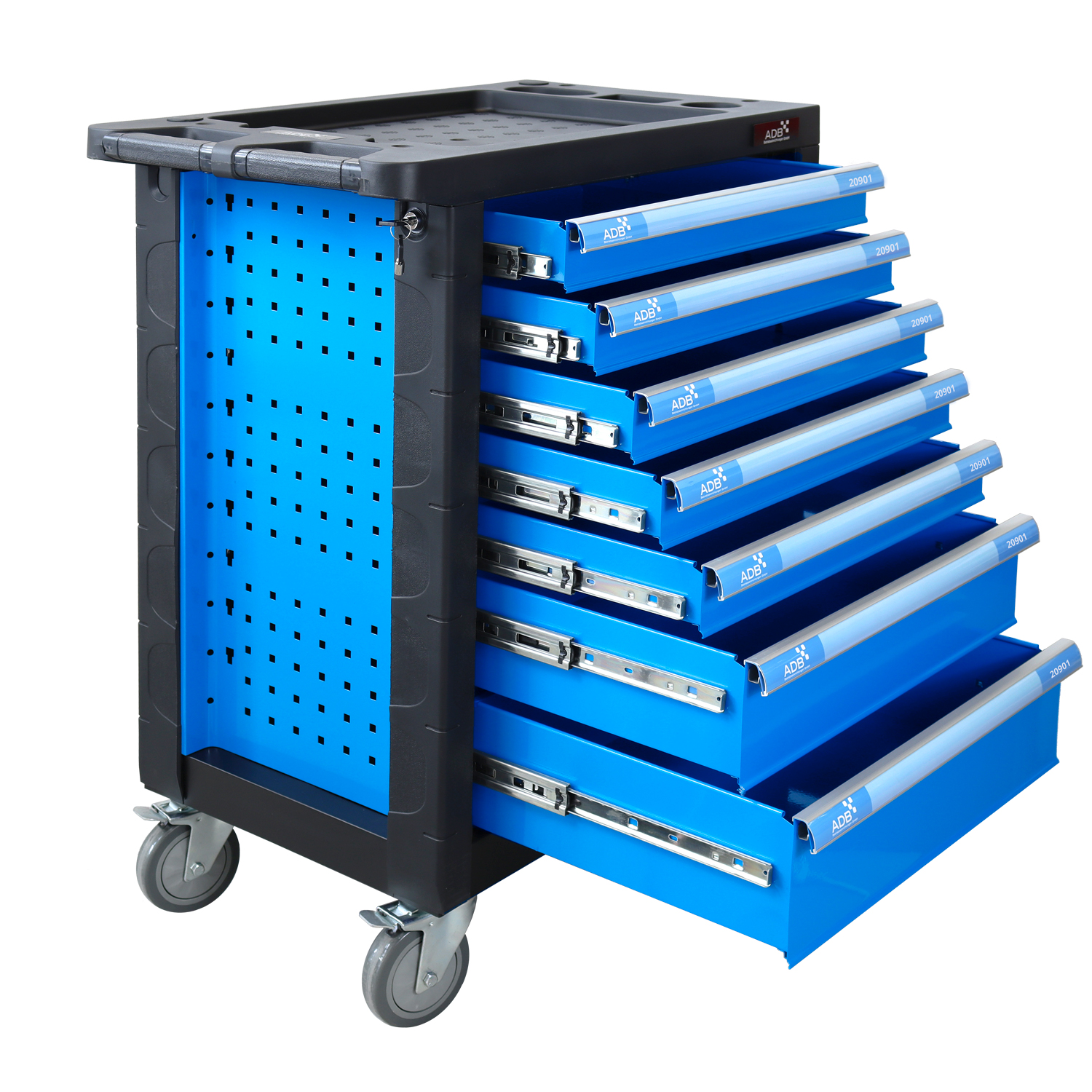 Werkstattwagen mit Werkzeug (250 tlg) 7 Schubladen blau